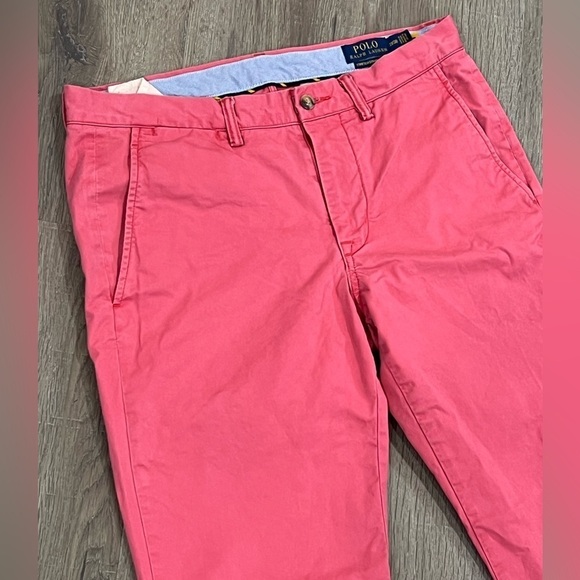 Polo Ralph Lauren 31W 30L ‘The Polo Chino’ Salmon Red Flat Front Classic Pants - Picture 3 of 8
